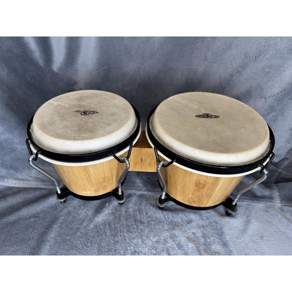 CP Latin Percussion Bongo Drums 6" and 7" Siam Oak Rawhide Heads Natural Finish - Picture 8 of 16